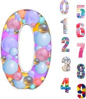 Loha- party Cadre en mosaïque de Ballon numéro 0（120 cm) - Kit de mosaïque debout - Cadre de ballon en forme de numéro - Fête d'anniversaire - Fêtes de remise des diplômes - Décoration (ballons non inclus)