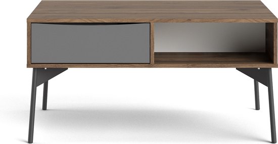 Table basse Elly avec 1 tiroir et 3 étagères marron, gris.