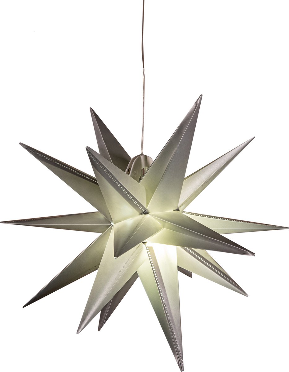 Anna Collection Verlichte 3D kerstster - zilver - 35 cm - kunststof - op batterijen - kerstverlichting