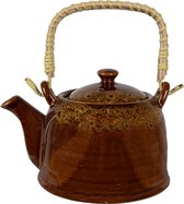 Clayre & Eef Théière avec filtre 750 ml Marron Jaune Céramique Pichet pour le thé
