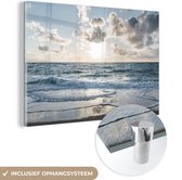 MuchoWow® Glasschilderij 120x80 cm - Schilderij acrylglas - Zee - Wolken - Duitsland - Foto op glas - Schilderijen