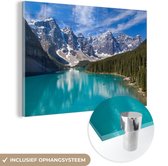 Peinture sur verre MuchoWow 150x100 cm - Peinture acrylique sur verre - Lac Moraine au Canada - Photo sur verre - Peintures