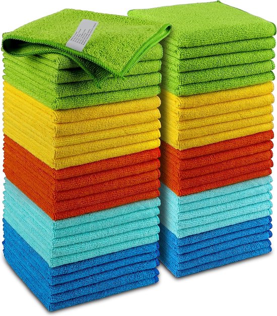 Lot De 24 Chiffons Microfibre Ryichliho 30x30 Cm - Très Absorbants, Non Pelucheux - Pour Cuisine, Voiture, Maison