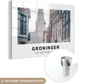MuchoWow® Glasschilderij 90x60 cm - Schilderij acrylglas - Groningen - Nederland - Toren - Foto op glas - Schilderijen