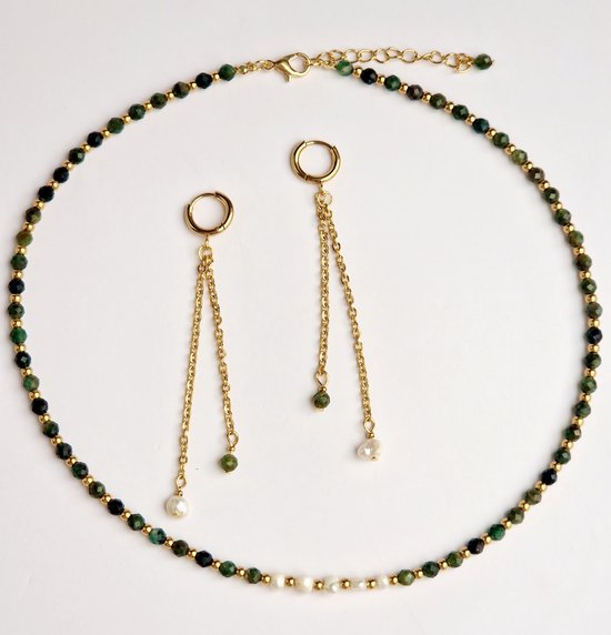 Parure de bijoux Mica & Pearls - Coffret cadeau femme - Collier en or -  Boucles... | bol