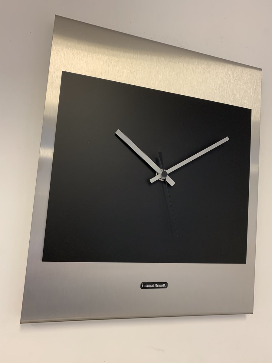 Wandklok CHANTALBRANDO = CANBERRA = BLACK & SILVER = MODERN DESIGN = ZWART & ZILVER