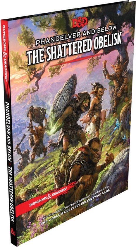 Boekcover 'Phandelver and Below: The Shattered Obelisk'. Goblins met wapens op een heuvel.