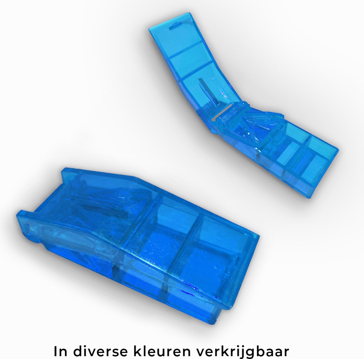 Goedkoopste PillMeds Pillensnijder - Klein en harde pillen - Tablettensplitter - Met opslagvak - Blauw - Ook Ovale Pillen