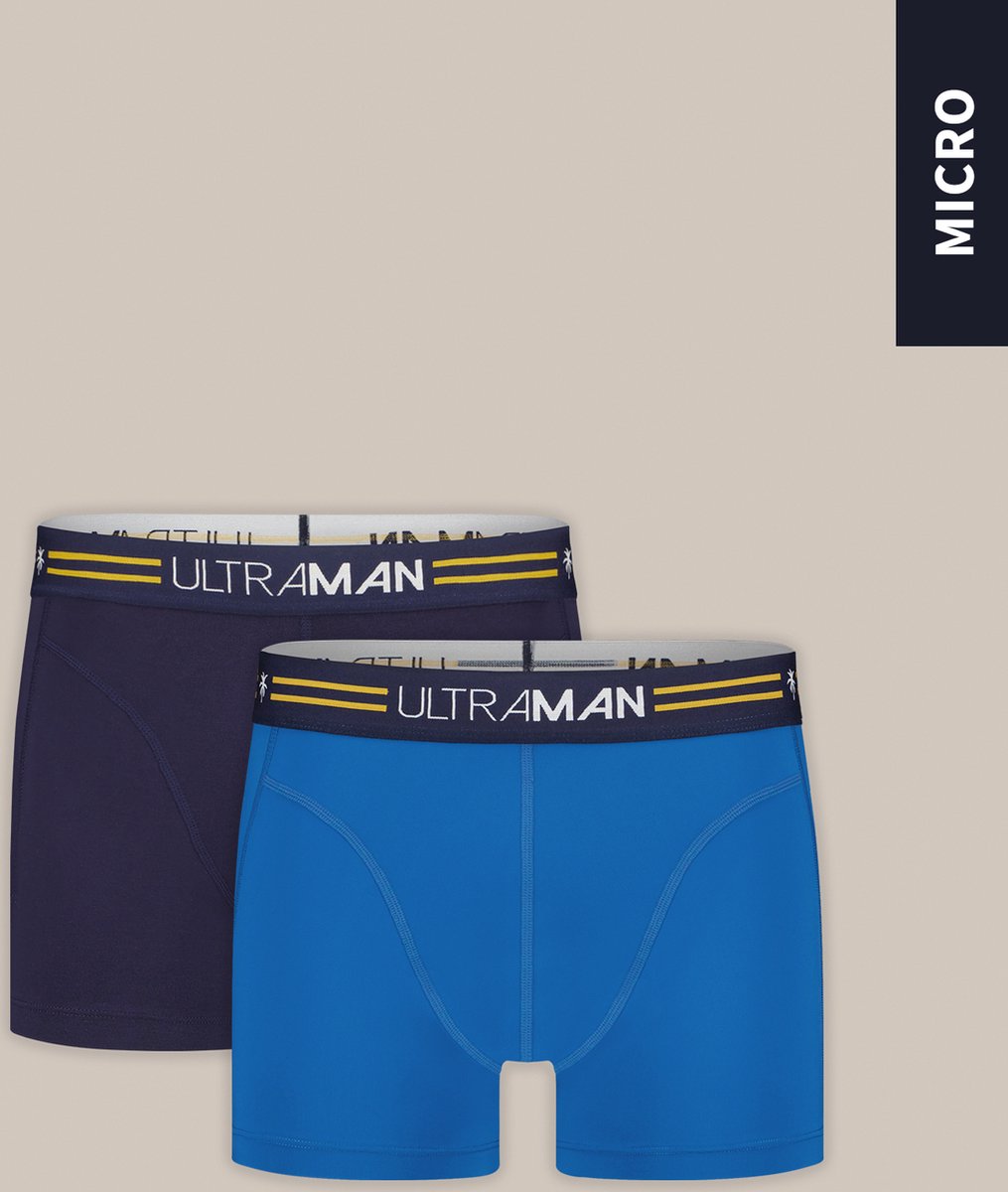 Sapph & Ultraman - 2-pack boxershort heren / ondergoed heren - Blauw - Microstof - Sneldrogend - L
