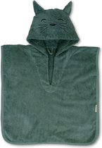 Nuuroo Poncho de bain chat/chat - Cape de bain - Capuche - Vert foncé - Poncho de bain éponge coton bio 0 à 2 ans