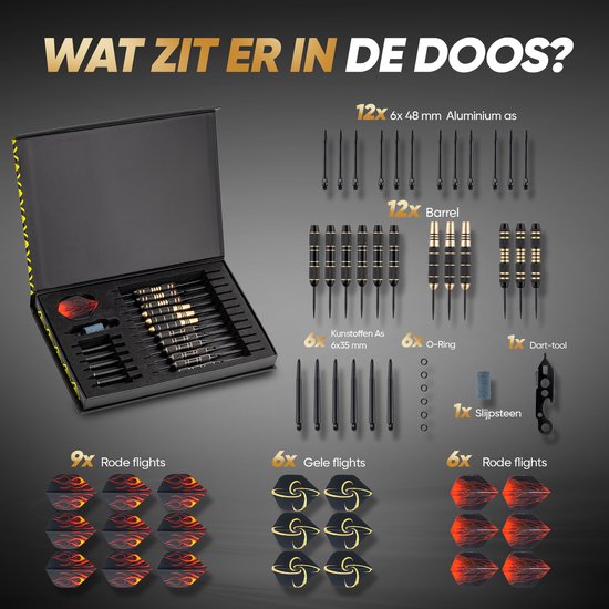 Lumora - Professionele Dartpijlen Set van 12 stuks - 19 gram, 23 gram en 24 gram - Shafts, Dart Flights en Puntslijper - Darts met Extra Onderdelen - Cadeau voor Man van Lumora — afbeelding 2