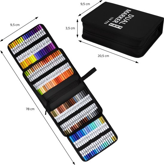 Ensemble de crayons de 120 couleurs et 2 pointes dans une trousse pliante Ensemble de crayons de 120 couleurs et 2 pointes dans une trousse pliante