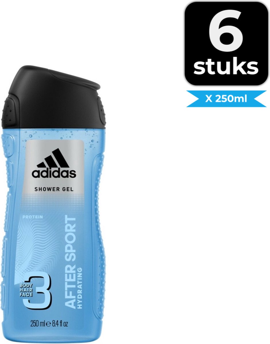 Goedkoopste Adidas After Sport Hair & Body Douchegel - 250 ml - Voordeelverpakking 6 stuks