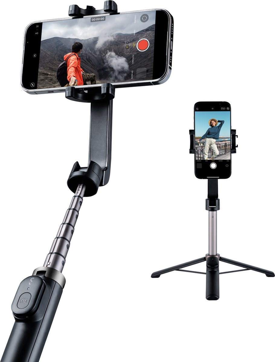 ShiftCam TravelPod Selfie selfiestick en statief - 360° draaibaar - 3 hoogteniveaus - Bluetooth-afstandsbediening - zwart