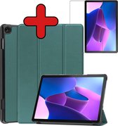 Hoes Geschikt voor Lenovo Tab M10 (3rd gen) Hoes Book Case Hoesje Trifold Cover Met Screenprotector - Hoesje Geschikt voor Lenovo Tab M10 (3e gen) Hoesje Bookcase - Donkergroen