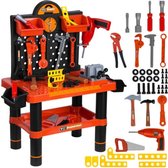 Ilso speelgoed werkbank inclusief gereedschap - met werkende boormachine en bankschroef - hamer - inclusief batterijen