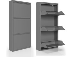 Metalen Schoenenkast Bodi - 3 Vakken - Clay Grey - Voor ca. 6 Paar Schoenen