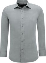 Overhemd Heren - Heren Overhemden Lange Mouw - Blouse Heren - Slim fit Overhemd Heren - Oxford Blouse - 3134 - Grijs