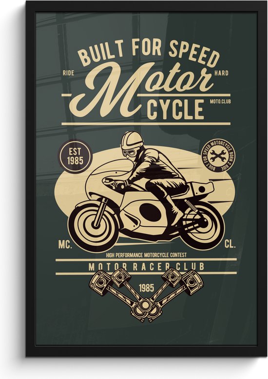 Cadre photo avec affiche - Mancave - Motor - Race - Vintage - 40x60 cm - Cadre pour affiche