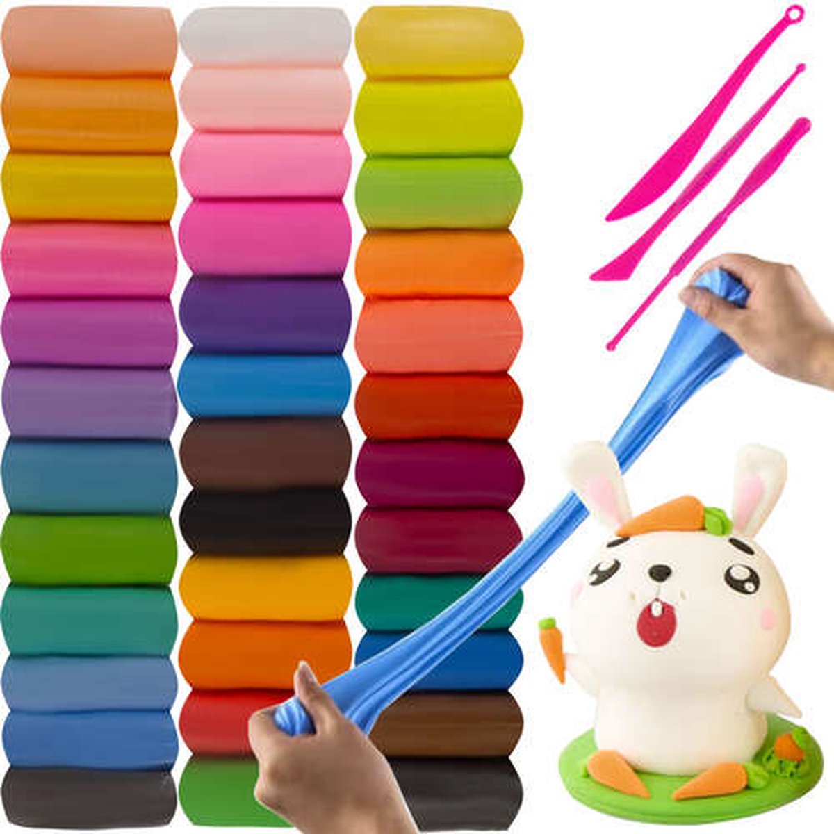 Kruzzel Ultralichte boetseerklei voor kinderen 36 kleuren modelleermassa niet giftig superzacht creatief spelen knutselen