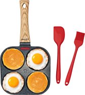 JHust Crêpière Induction - Multifonction - Poêle à omelette - Antiadhésive - 4 compartiments - Avec pinceau et spatule supplémentaires