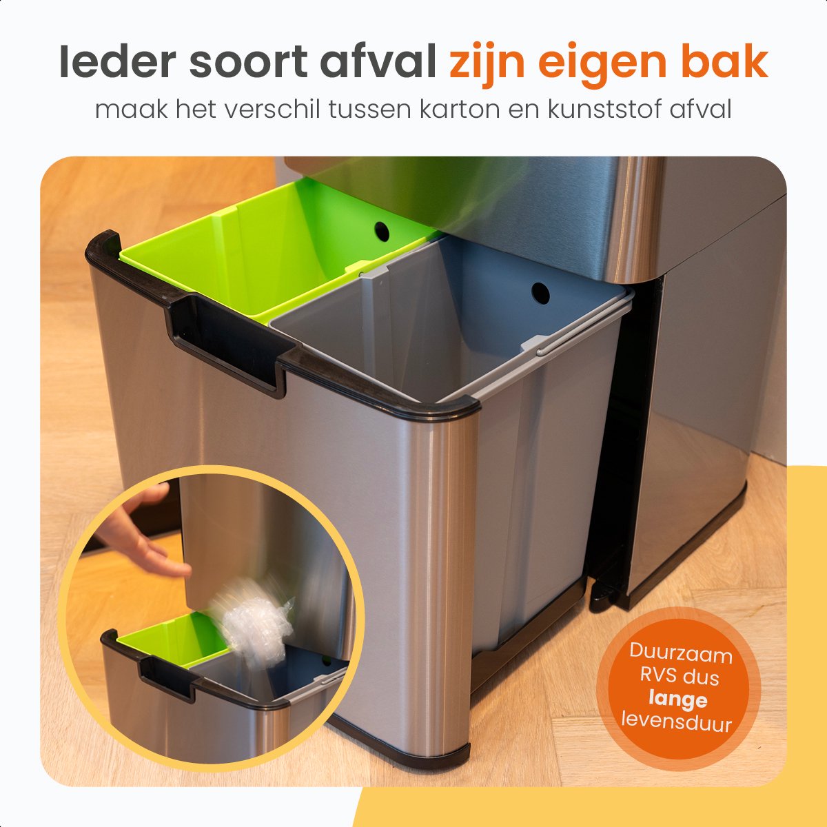 Knodel Auto prullenbak met deksel, waterdichte auto-afvalemmer met opbergzakken, automatische afvalzak, waterdicht, hangend voor de hoofdsteun (klein, grijs