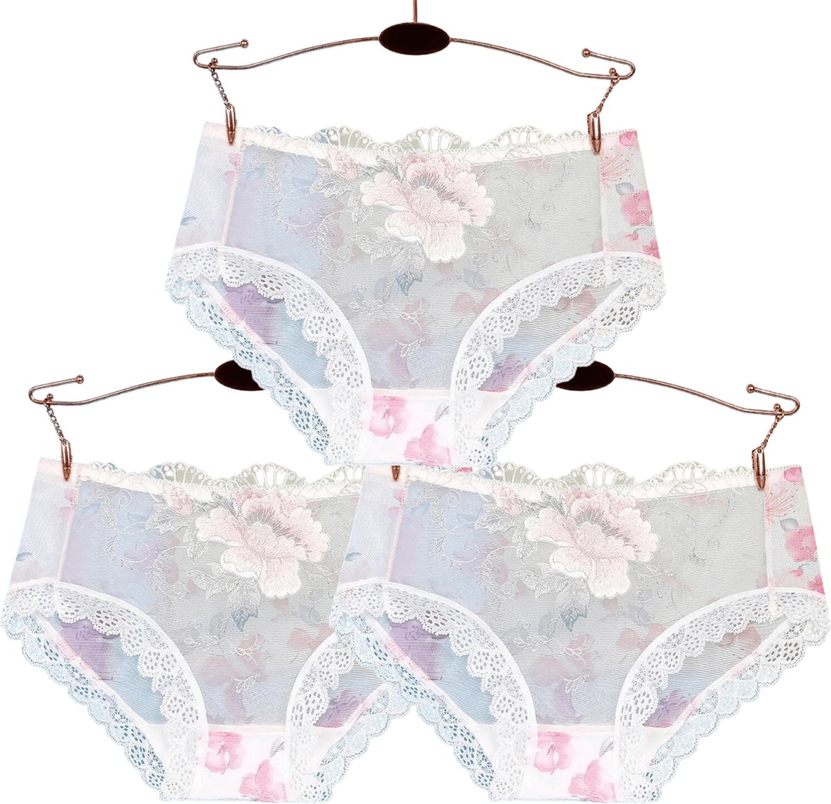 SissyMarket - Princess Diamonds panties - Slip - One-size - 3 White Panties