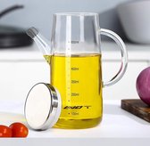 Olijfoliedispenserfles 650 ml glazen oliefles Cruets Geen druppel, oliecontainer voor plantaardige olijfolie, loodvrije glasoliedispenser