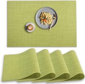 PVC-placemats, antislip, hittebestendig, wasbaar vinyl, groen, 4 stuks