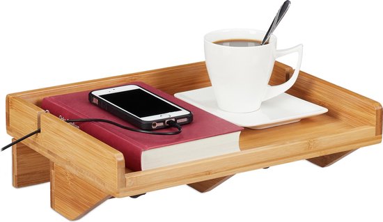 Relaxdays Table de chevet - petite - table de chevet flottante - étagère de lit - table de chevet - bambou