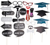 relaxdays photobooth prop set examen - geslaagd - foto props - accessoires - 24 delen