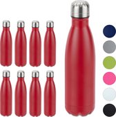 relaxdays 9 x Thermosfles - drinkfles - thermosbeker isolerend - isoleerfles - 0,5 l rood