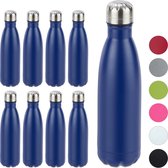 relaxdays 9 x Thermosfles - drinkfles - thermosbeker - thermos - isoleerfles 0,5 l blauw