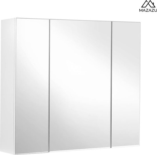 MIRA Home - Spiegelkast - Badkamerkast met spiegel - Wit - 60x15x55