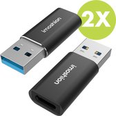 iMoshion Kabel - 2-pack USB A (Male) naar USB-C (Female) Adapter / Converter - USB 3.1 - 5 GBps - USB A naar USB C Hub