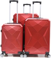 Kofferset Traveleo Babij - 3-delig- met cijferslot - Complete Set - Koffer - Handbagage 35L + 65L en 90L Ruimbagage - ABS03 - Rood