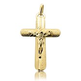 Juwelier Zwartevalk 14 karaat gouden HANGER KRUIS MET JEZUS 14.101.129