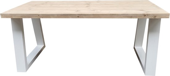 Wood4you - Eettafel Vancouver - Industrial wood - Wit - 200/90 cm