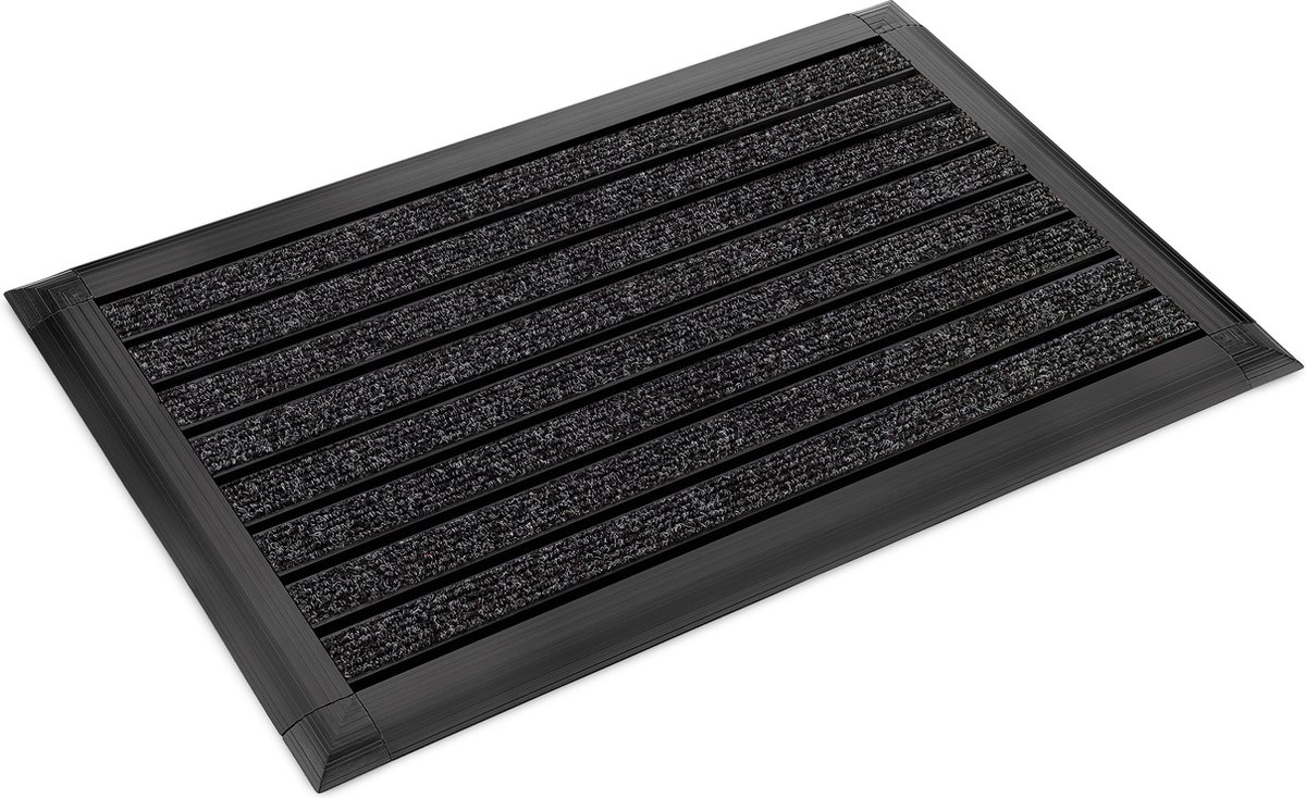 bomoe deurmat 50x80 cm AluGant - vloermat aluminium deurmat - voetmat buiten & binnen - deurmatten met rubber en hoge reinigende werking Antraciet