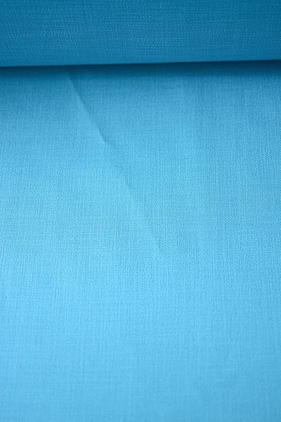 Linnen met stretch uni aqua blauw 1 meter - modestoffen voor naaien - stoffen Stoffenboetiek