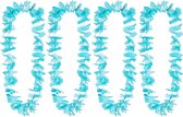 Toppers in concert - Boland Hawaii krans/slinger - 4x - Tropische kleuren turquoise blauw - Bloemen hals slingers