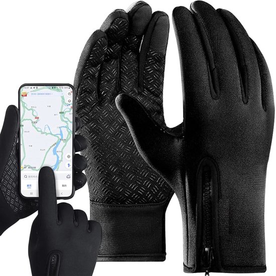 Fleece Handschoenen - Touchscreen - Waterdicht - Unisex - Ritssluiting - One Size - Rheme