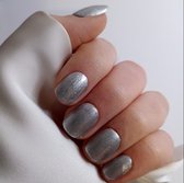 SD Press on Nails - B85 - Plaknagels met nagellijm - Kort Naturel Kunstnagels - Zilver - Set 20 Nagels - Nageltips - Nepnagels - Gellak - Nail Art - Manicure - Valse Nagels