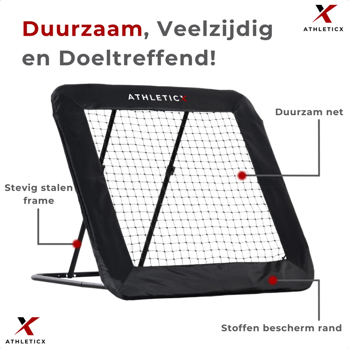 HOMCOM Rebounder voor voetbal, 128 x 118 cm, met beschermende rand HOMCOM Rebounder voor voetbal, 128 x 118 cm, met beschermende rand