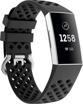 CHPN - Horlogebandje - Bandje geschikt voor Fitbit - Fitbit Charge 3 - Sportbandje - Zwart- Large - Horlogeband - Armband -Polsband - Met gaatjes