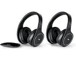 Meliconi HP Easy Digital Bundle - Koptelefoon - 2 Draadloze Stereo Headsets - Bedraad & draadloos via Transmitter - Zwart