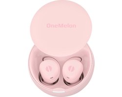 OneMelon Drops - draadloze oordopjes - Roze - kleine oordopjes - bluetooth 5.3 oortjes o.a. voor slapen - ANC en Transparency mode - ENC microfoon - touch bediening - usb-c - slaapoordopjes