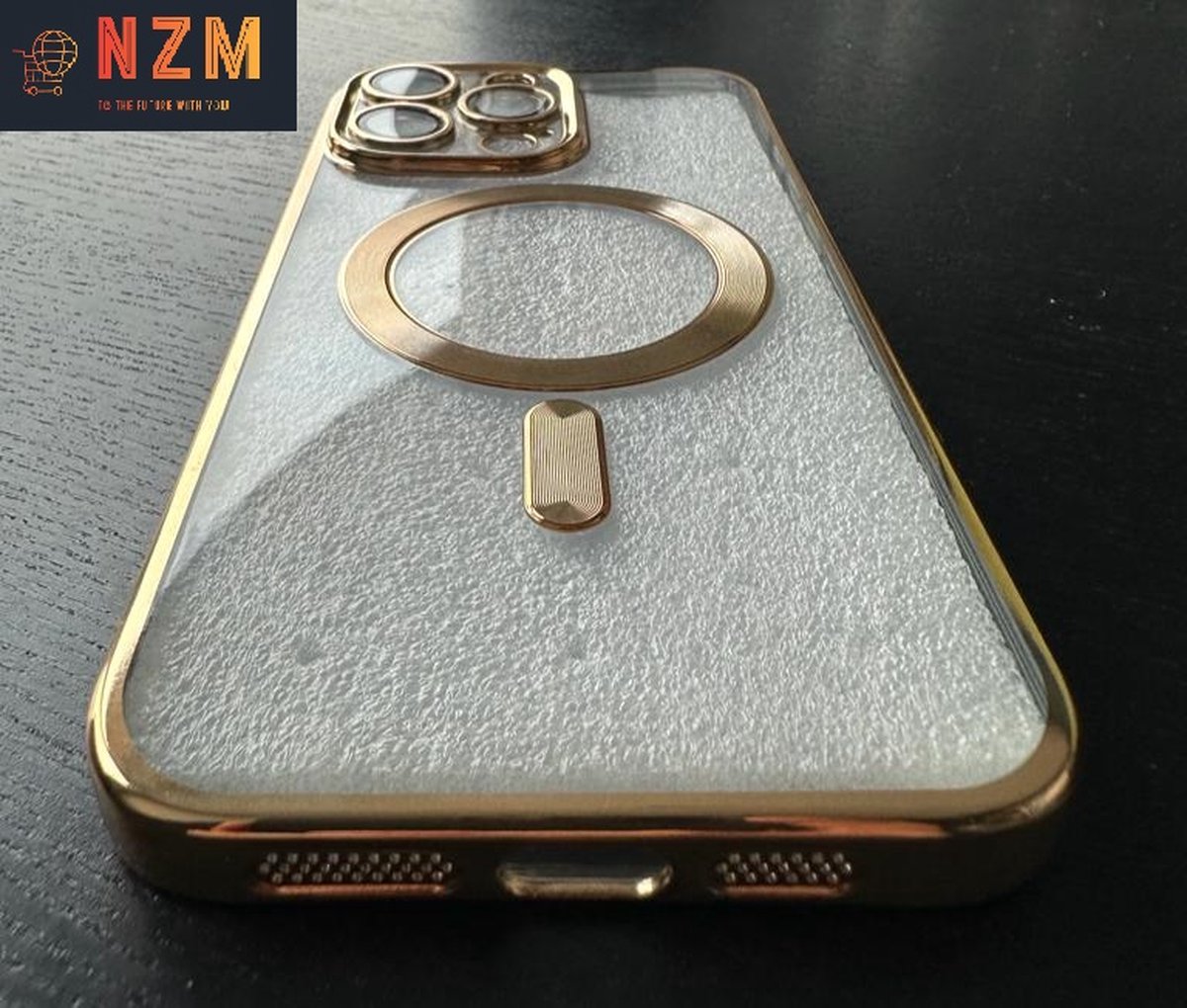 Nzm16 Voor 15 Pro Max Case Hoesje Luxe Plating Clear Magnetische Voor Draadloze Opladen