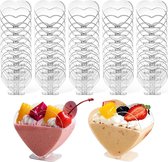 50 stuks kunststof dessertbekers, 120 ml hartvormige dessertbekers transparante parfait voorgerechten, herbruikbare serveerschaal voor pudding, mousse party (7,6 x 7,1 cm)