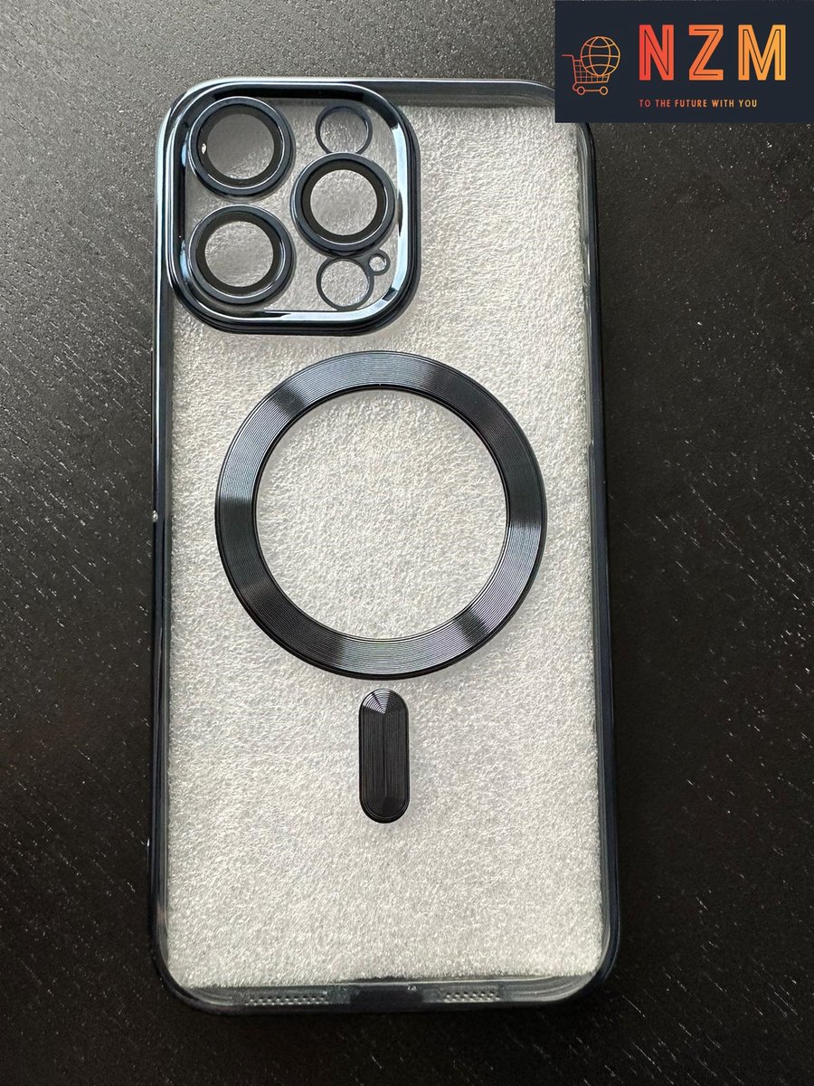Nzm16 Voor iPhone 15 Pro Max Case Hoesje Luxe Plating Diepblauw Magnetische Voor Draadloze Opladen Cover